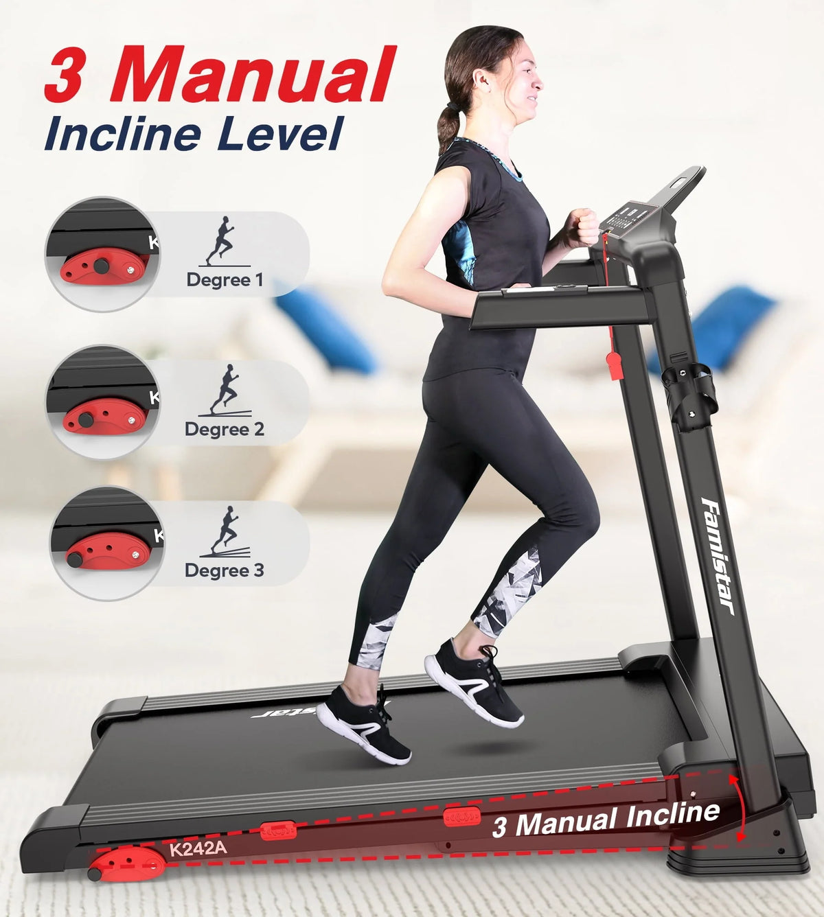 Folding Treadmill Clearance for Home with Adjustable Incline, Smart APP, 8MPH Speed, 250lbs, HiFi Bluetooth Speakers, 15 Programs 3 Modes, 3.0HP Foldable Compact Treadmill Walking Running Machine