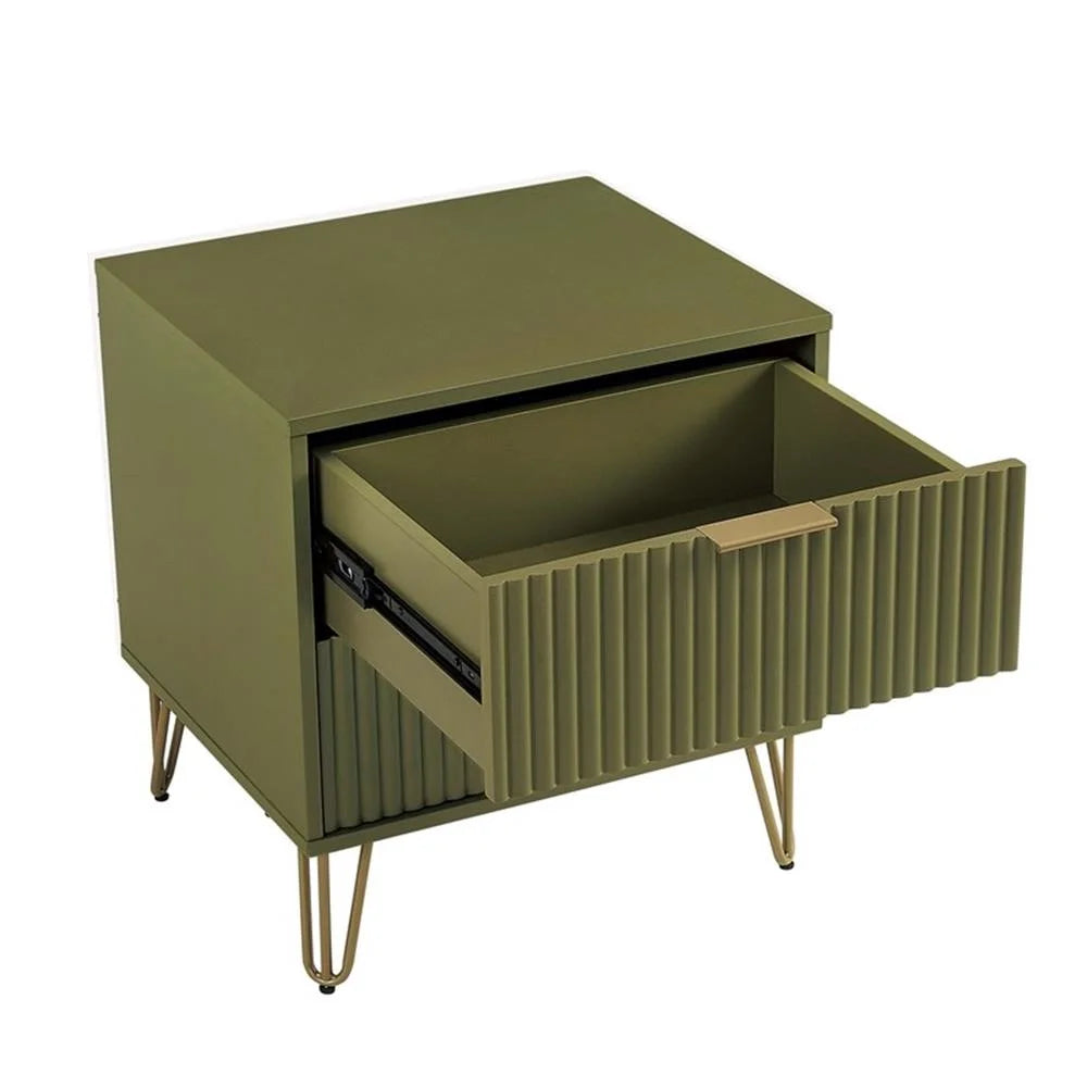 Table de chevet Pemberly Row en bois d’ingénierie vert olive – Lot de 2