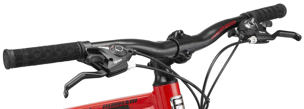 Vélo de montagne unisexe Mongoose Durham 26 po, rouge et noir, 21 vitesses