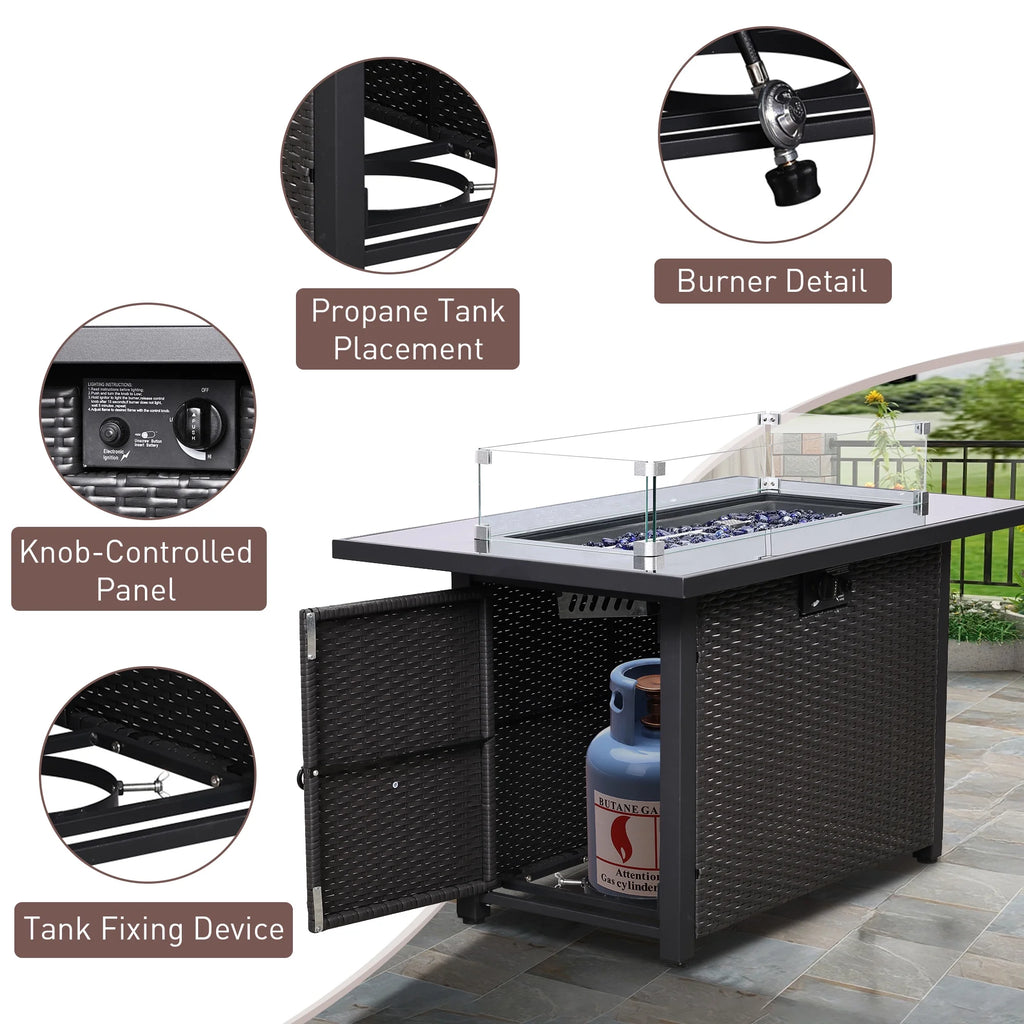 Salon de jardin Ainfox 7 pièces en promotion, canapé en rotin gris avec coussins gris