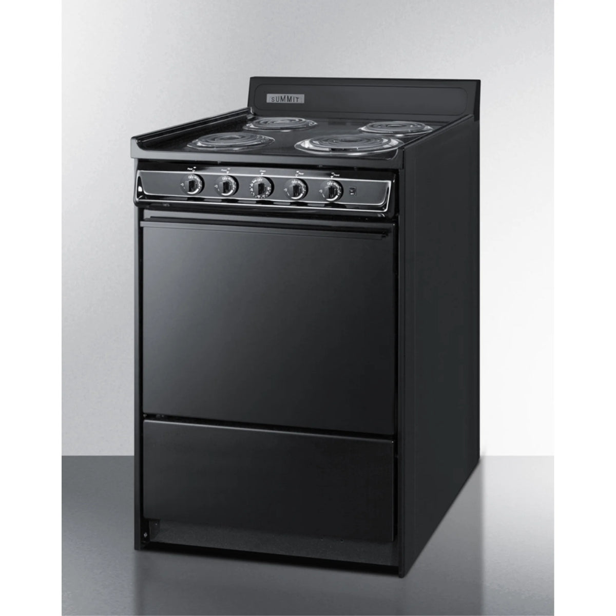 Cuisinière électrique à 24 pouces avec serpentins, en noir