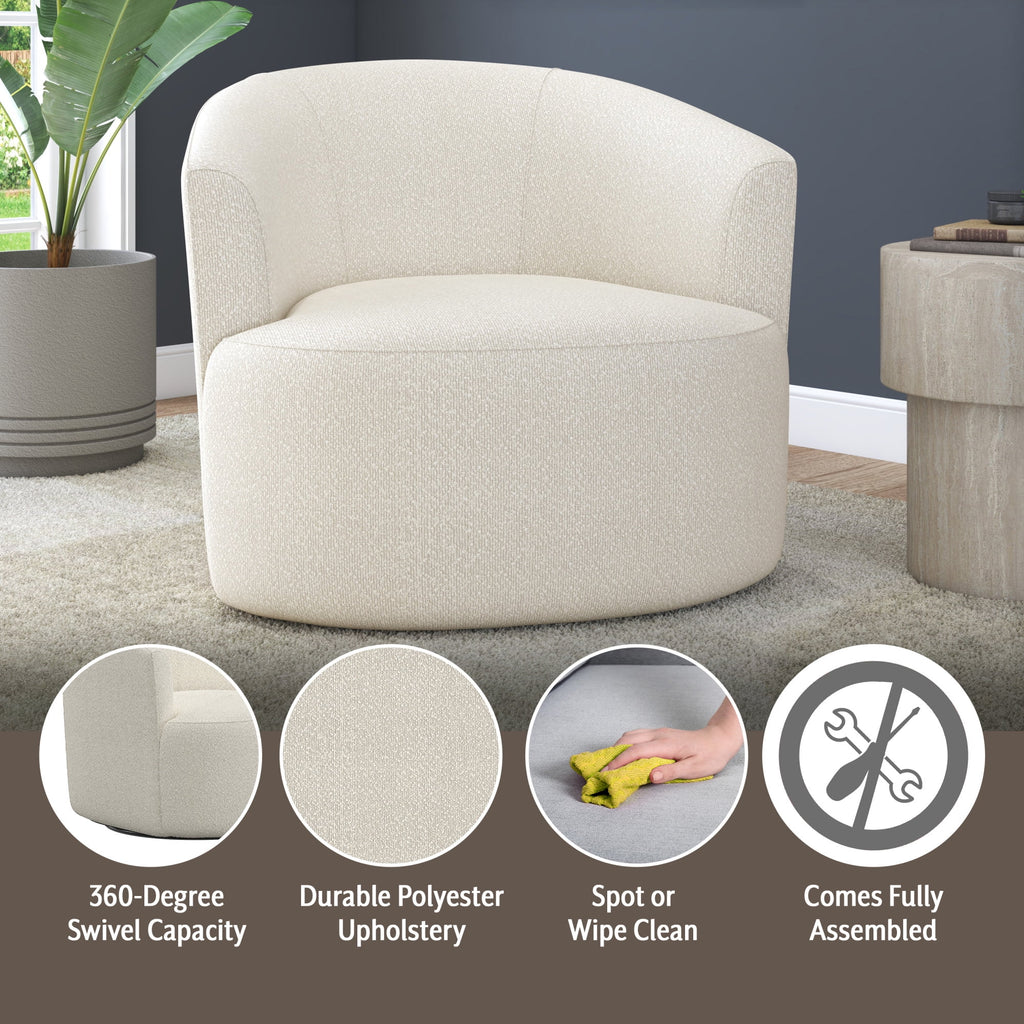 Fauteuil d'appoint pivotant en bouclé Mainstays, taupe