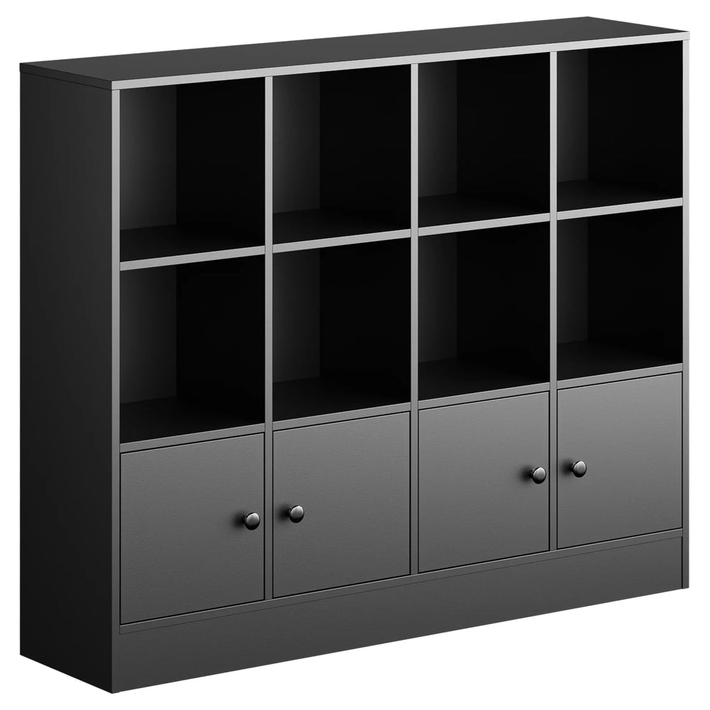 Bibliothèque ouverte à 3 niveaux Cozy Castle avec 12 cubes et 4 portes, étagères réglables, blanche