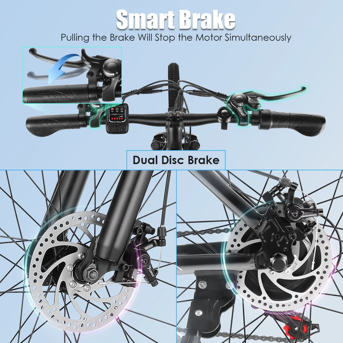 Vélo électrique Elifine 500W pour adultes, vélo électrique tout-terrain 26 avec 5 modes de conduite, batterie 48V 7,8Ah, Shimano 21 vitesses & 19,8 mph vélo électrique urbain en alliage d'aluminium jusqu'à 50 miles