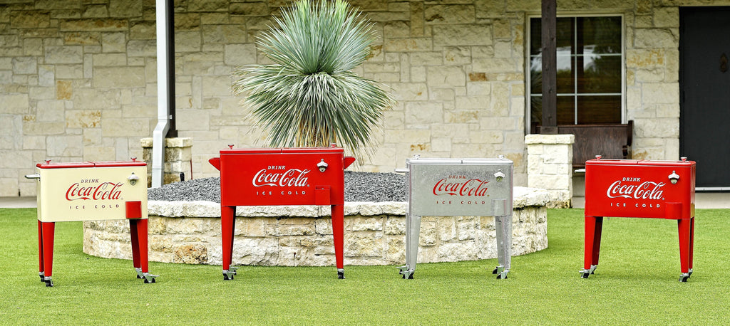 Leigh Country Série Coca-Cola sous licence CP 98111 Glacière d'extérieur en métal de 60 Qt pour terrasse