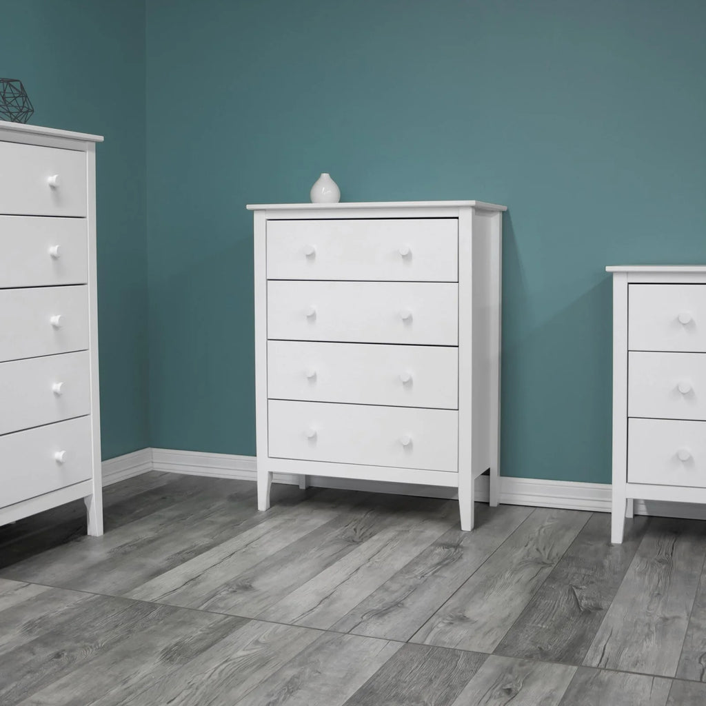 Commode Adeptus Easy Pieces en bois massif à 4 tiroirs - Blanc