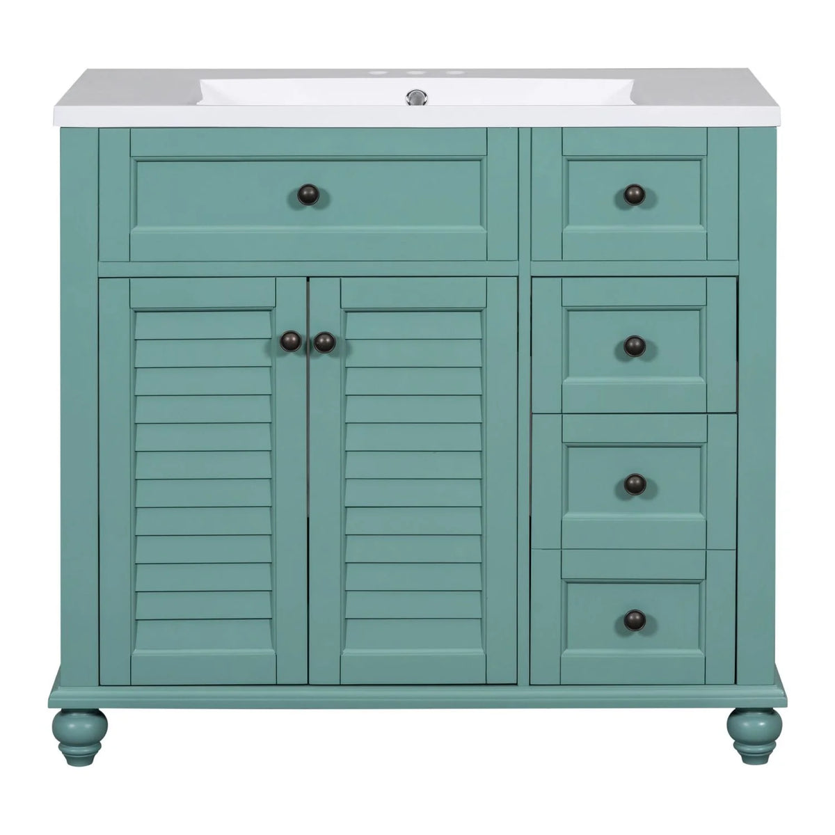 Meuble-lavabo de salle de bains Harper & Bright Designs 30 avec lavabo, armoire de salle de bains avec plateau en céramique, portes et tiroir de rangement multifonctionnels, vert