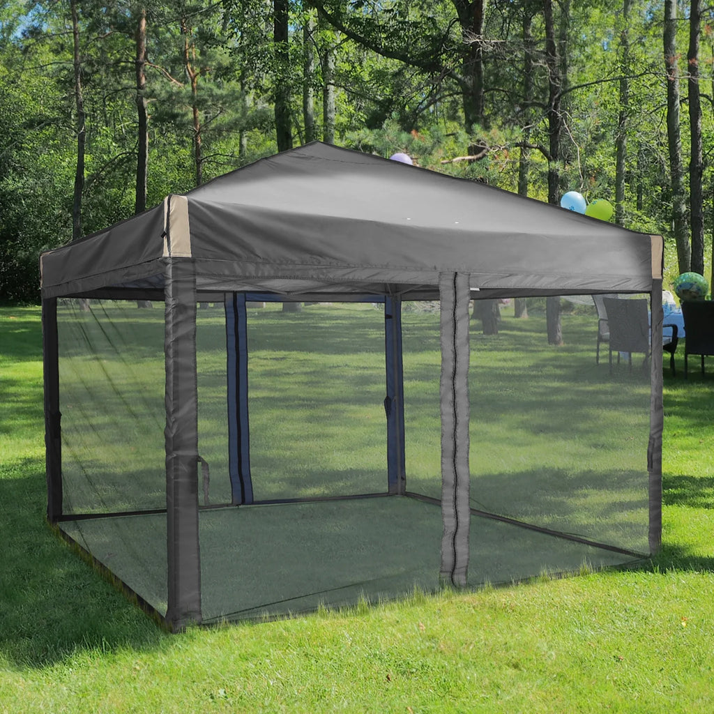 Aoodor Chapiteau Pop-Up 12'x12' avec Murs Latéraux Amovibles en Maille, Tente Abri Instantanée Portable d'Extérieur-Noir