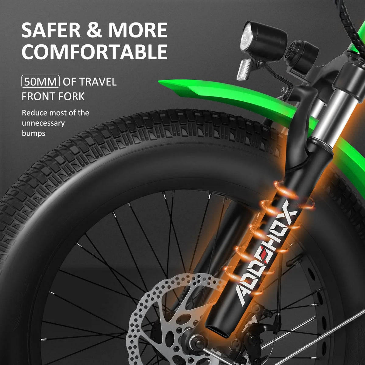 Tricycle électrique semi-allongé Addmotor M-360II, 85 mi, vélo électrique à 3 roues avec pneus larges pour adultes, tricycle électrique 750 W 48 V 20 Ah pour seniors, 20 pouces, avec différentiel de vitesse, vert