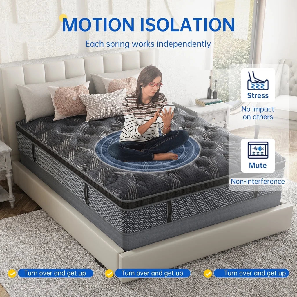 Matelas simple BEHOST de 25,4 cm, matelas écologique en mousse à mémoire de forme certifié CertiPUR-US, matelas hybride simple à ressorts ensachés sans transfert de mouvement