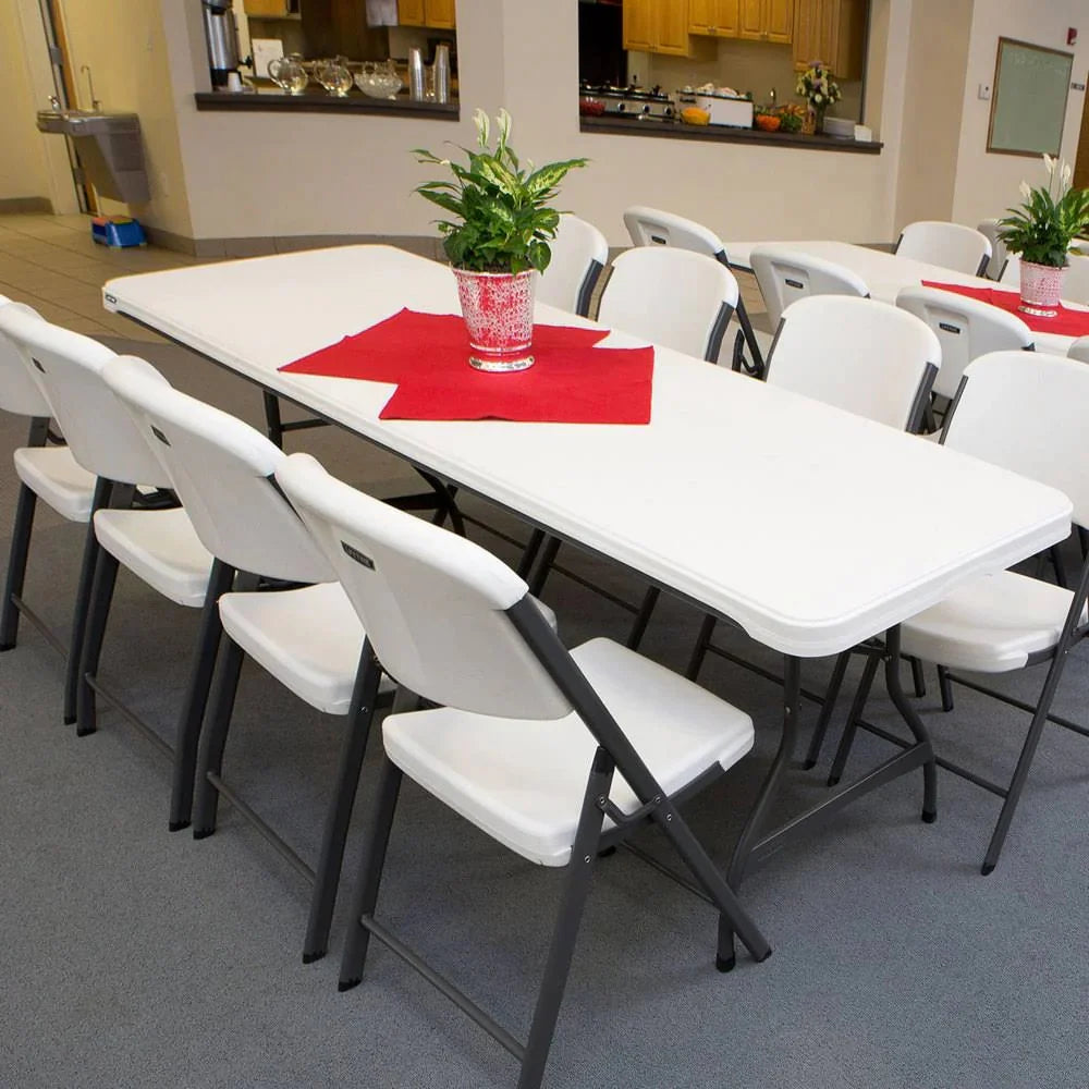 Lot de 4 tables pliantes empilables commerciales Lifetime, 8 pieds - Blanc (80344)