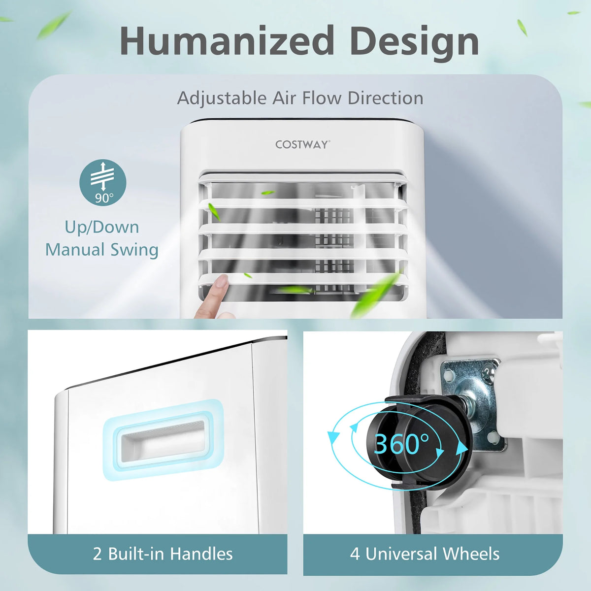 Climatiseur portable Costway 10000 BTU 3-en-1 refroidisseur d'air avec ventilateur déshumidificateur mode veille
