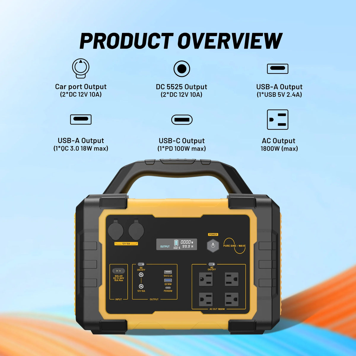 Station d’énergie portable Mondawe 1 000 W, générateur solaire 1 024 Wh avec prise CA pour la maison, le camping et les urgences