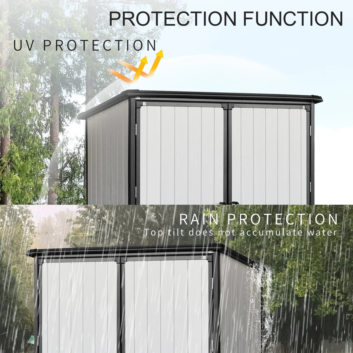 Enyopro Abri de rangement extérieur 6 x 4,4 pi, grand abri utilitaire en résine plastique toutes saisons pour outils avec deux portes verrouillables, pour patio, cour arrière et pelouse, gris