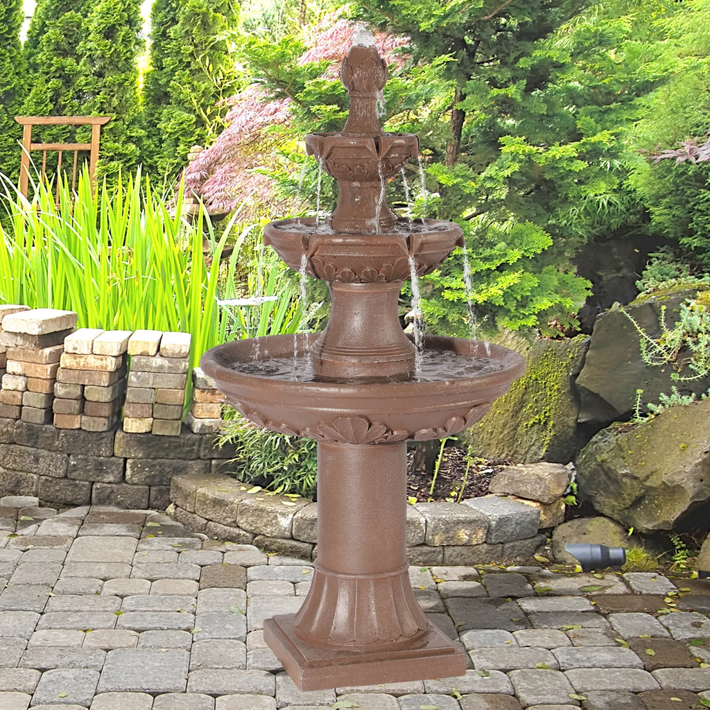 MAGIC UNION Fontaine d’eau de jardin d’extérieur, fontaines et cascades italiennes de 48,4 po de haut, grande fontaine d’intérieur à trois niveaux avec cascade et bulleur, avec pompe, pour la décoration de la maison et de la cour