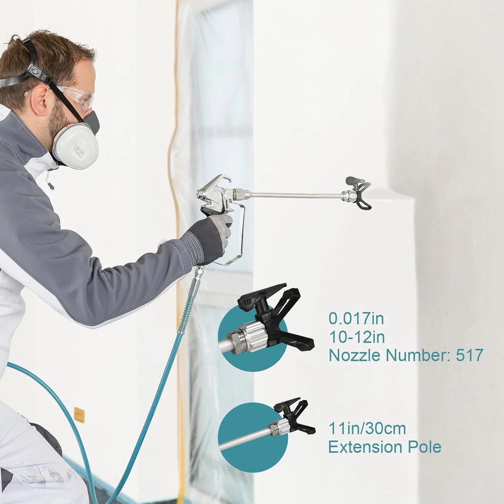 Pulvérisateur de peinture Airless Telyswee 750 W, pulvérisateur Airless sur pied 3300 PSI, pulvérisateur de peinture électrique haute efficacité pour projets de peinture DIY jusqu'à 10 gallons, extérieur de maison, clôture, terrasse