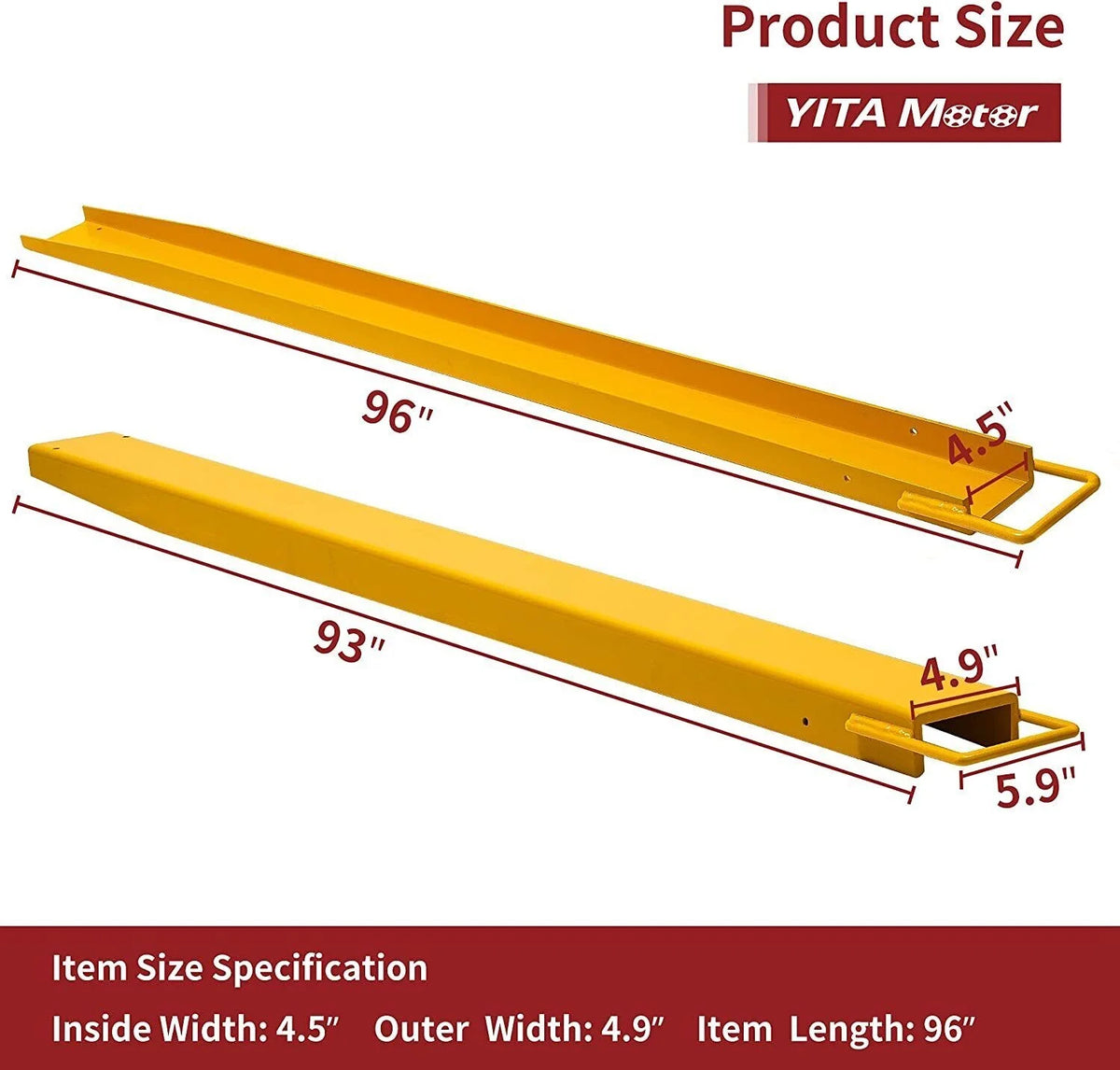 RVNI 2X 96 Fourches larges 4.5 Extension pour chariot élévateur Haute résistance pour chargeuse compacte tracteur accessoires