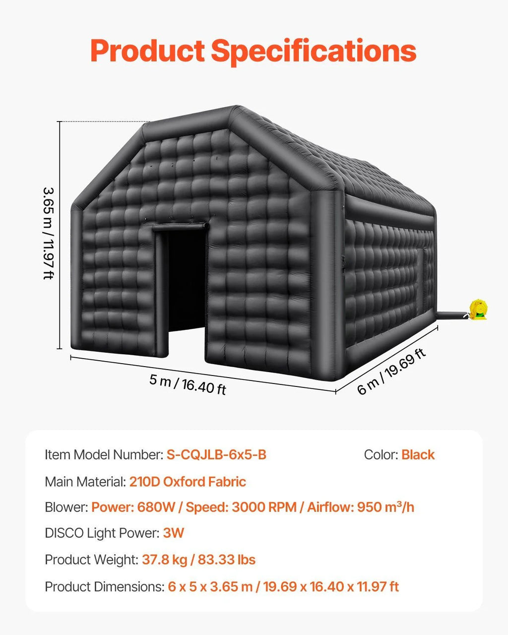 Tente gonflable de boîte de nuit - Abri de fête gonflable de 12 pieds de haut avec lumières, parfait pour les festivals et les événements