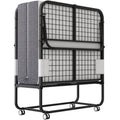 Lit pliant avec matelas 75 x 31 format lit de camp Lit plié, lit d'appoint sur roulettes portable et pliable lit supplémentaire pour adultes lit de repos avec matelas en mousse à mémoire de forme 5 cadre en grille métallique robuste peu encombrant