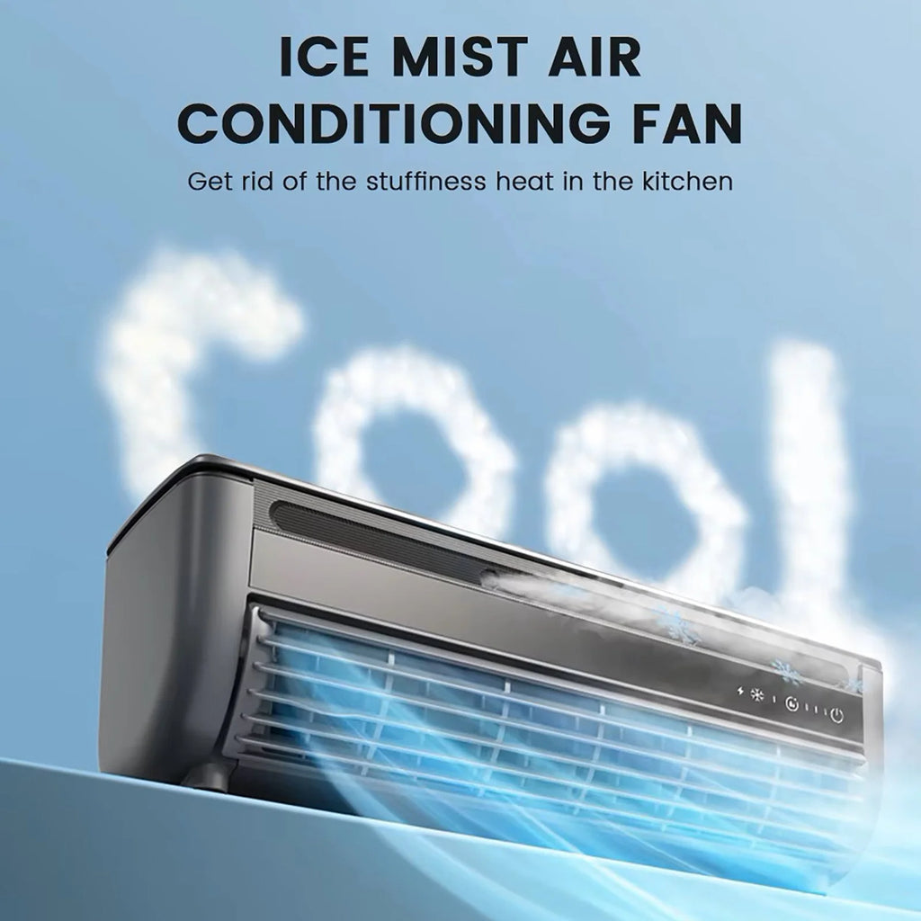 Ventilateur climatisant mural sans perçage 2025 - Climatiseur portable à recharge sans fil - Refroidissement instantané en 10 secondes pour cuisine, chambre et bureau - Système de refroidissement mural compact et peu encombrant