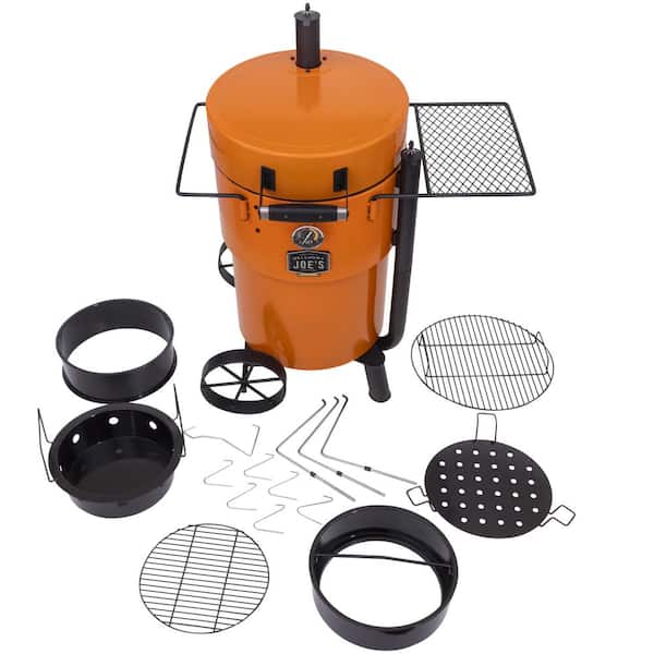 Fumoir et barbecue à tambour Bronco Pro Charcoal orange avec 366 po² d’espace de cuisson
