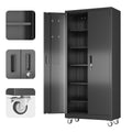 SUPEER Armoires de rangement métalliques à roulettes avec portes verrouillables et 5 étagères réglables, Armoire de rangement en acier pour garage, bureau, salle de classe, Assemblage requis(Noir)