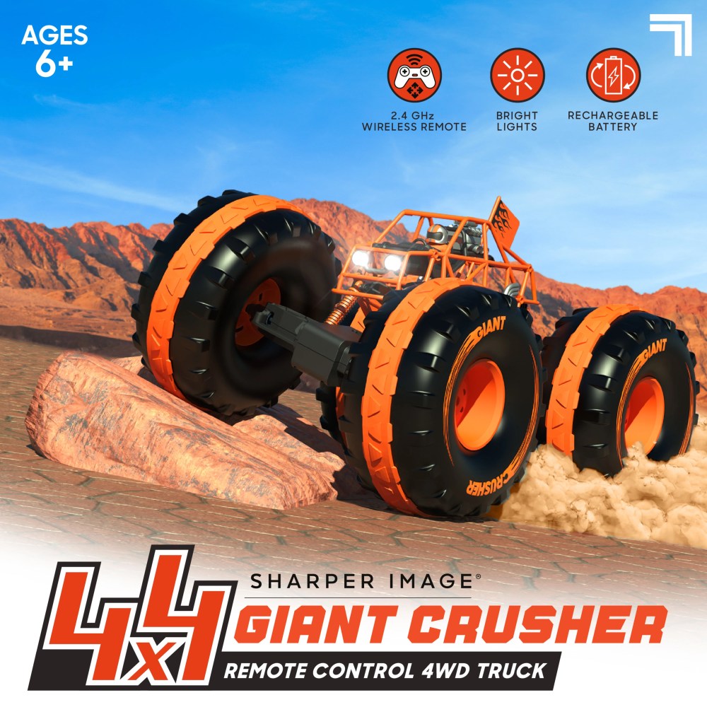 Sharper Image? 4¡Á4 Giant Crusher Camion télécommandé 4WD. Monster Truck tout-terrain à grande vitesse. Orange