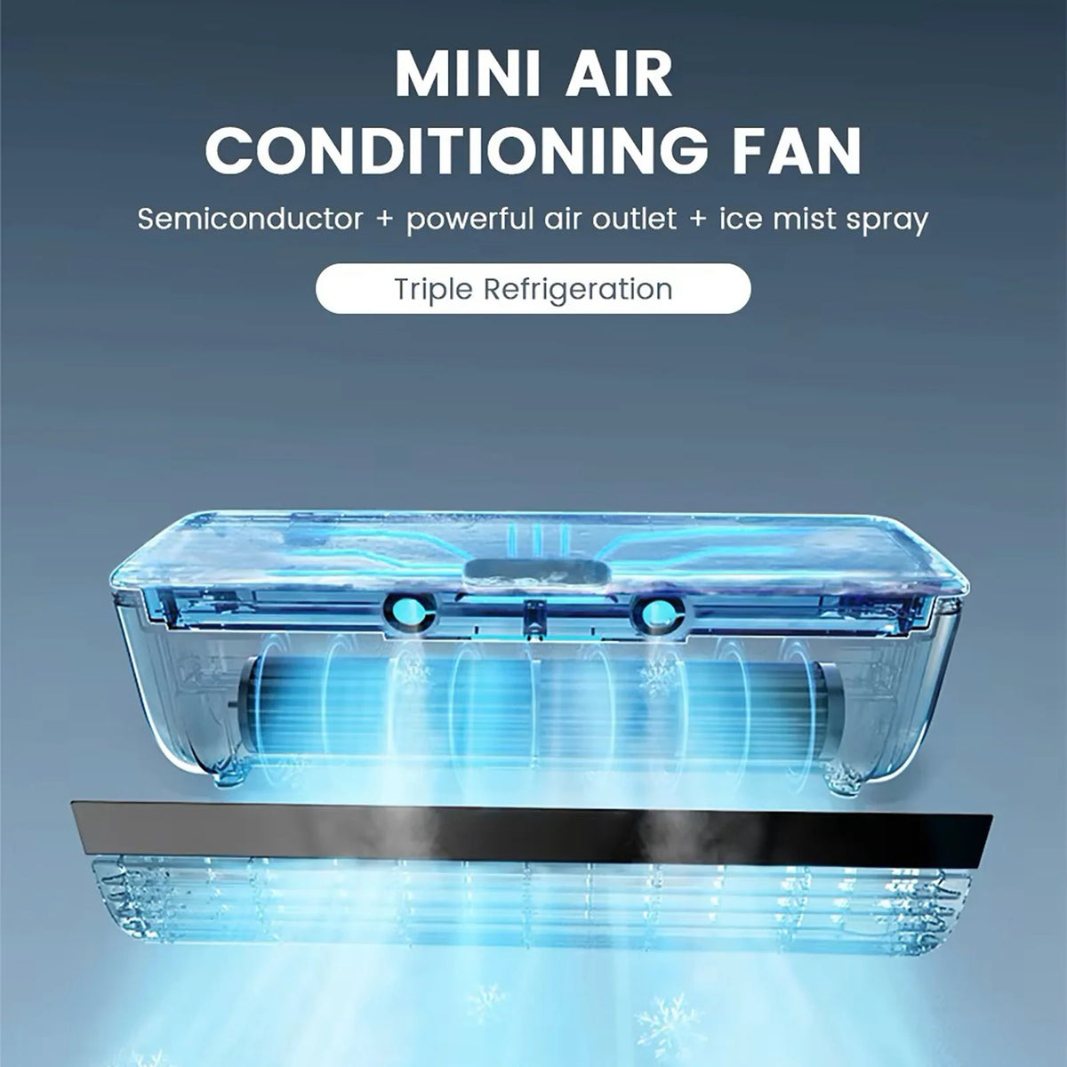Ventilateur climatisant mural sans perçage 2025 - Climatiseur portable à recharge sans fil - Refroidissement instantané en 10 secondes pour cuisine, chambre et bureau - Système de refroidissement mural compact et peu encombrant