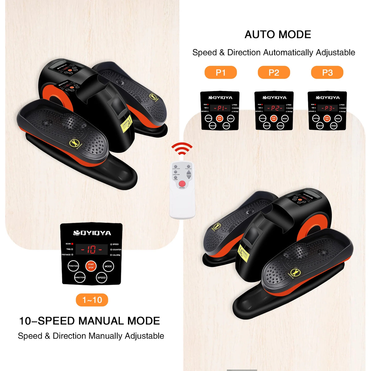 Vélo elliptique de bureau, appareil elliptique pour jambes avec 10 vitesses réglables utilisable assis pour seniors et adultes, appareil elliptique compact Pro entièrement assemblé pour l’exercice des jambes avec télécommande