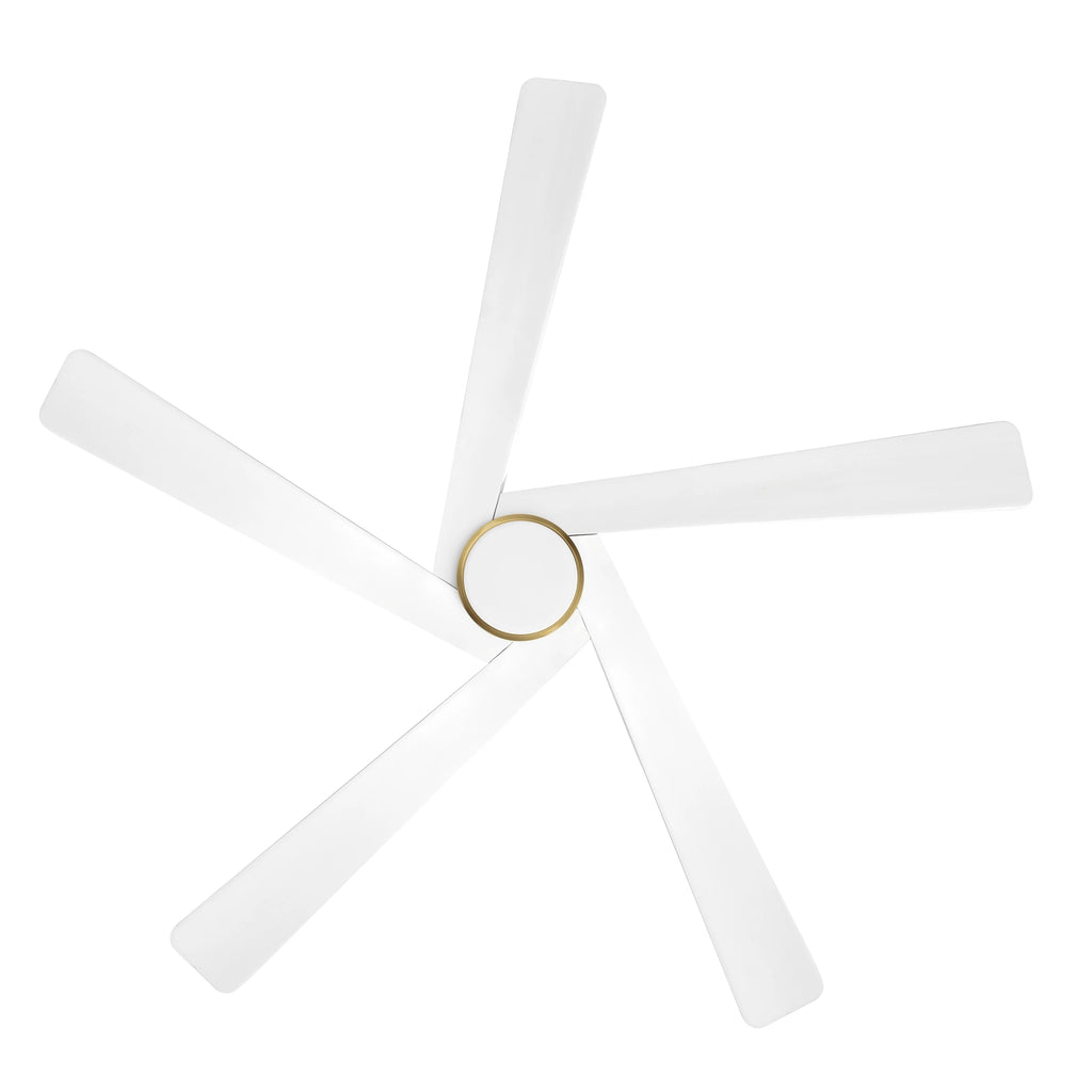 Ventilateur de plafond WINGBO 54 pouces à courant continu avec éclairage et télécommande, 5 pales réversibles en bois sculpté, laiton/noir