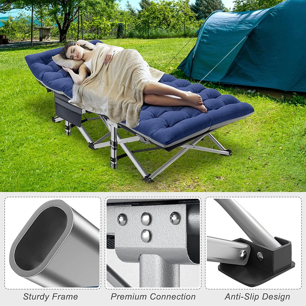 Lot de 2 lits pliants Slsy avec matelas réversible de 8,4 cm, lits de camping pliants 75 × 28 avec sac de transport, lits d’appoint portables