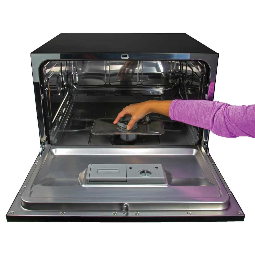 Lave-vaisselle de comptoir Magic Chef Energy Star pour 6 couverts (modèle MCSCD6W5)  S’installe sous les armoires grâce à sa hauteur de 17,2 po