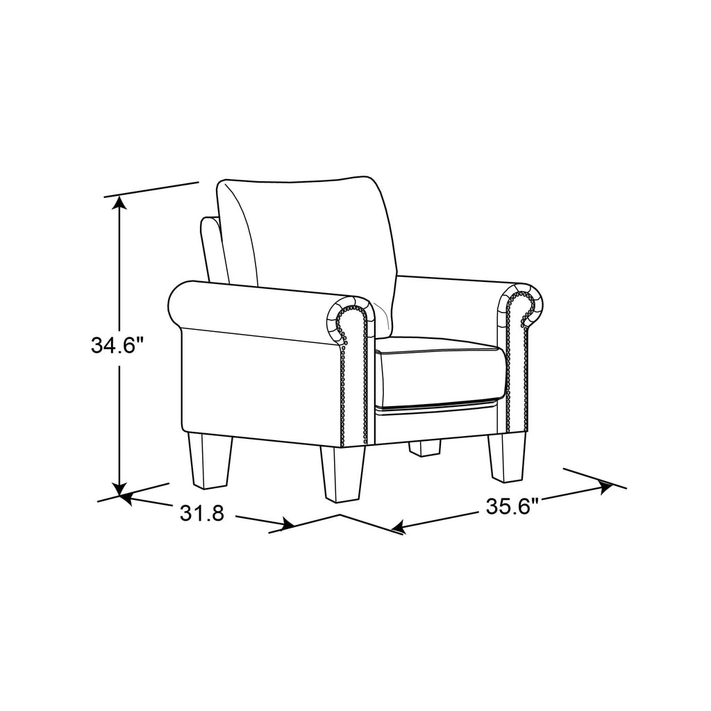 Fauteuil Fallon Lifestyle Solutions avec finition cloutée, tissu gris