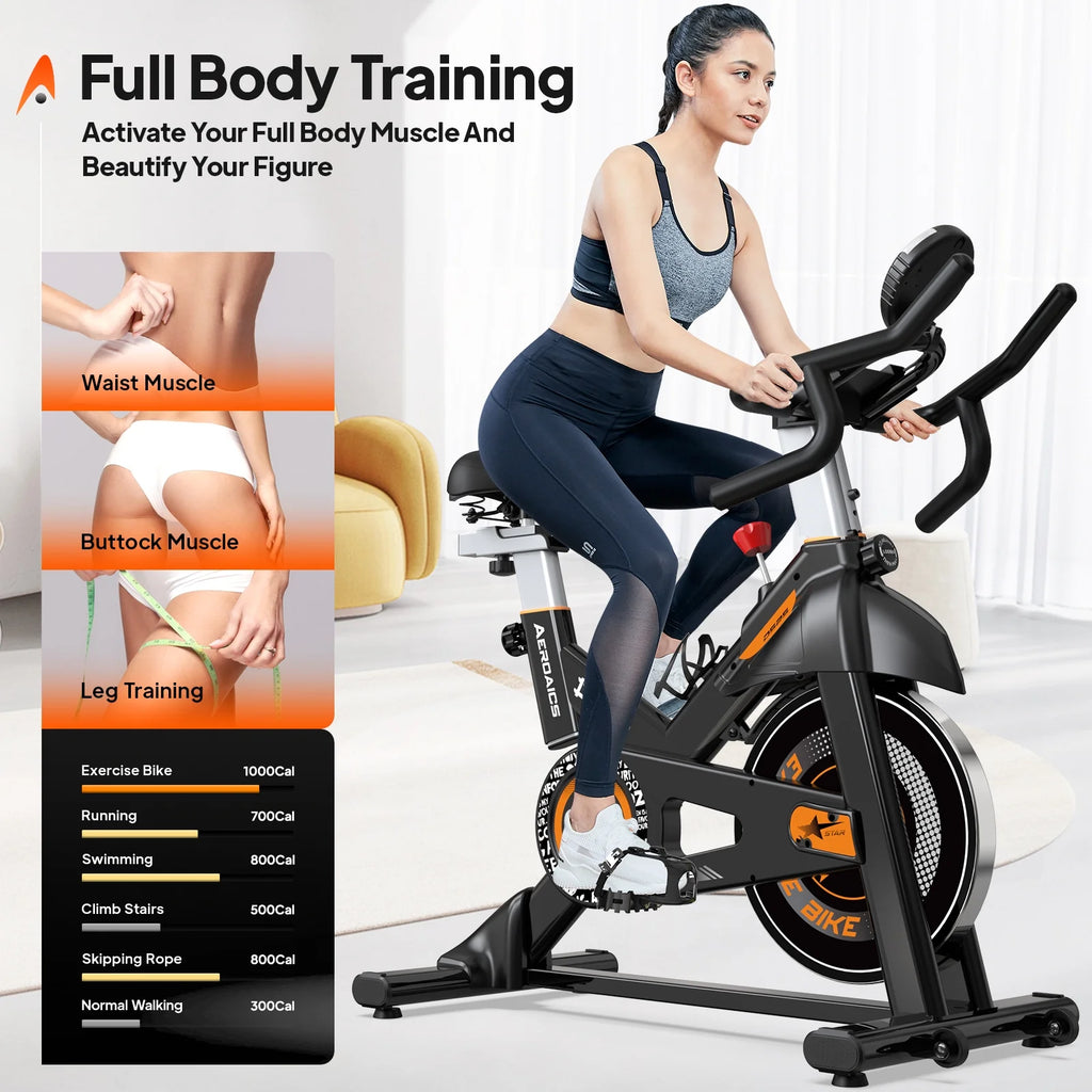 Vélo d’appartement Pooboo, vélo d’intérieur avec résistance réglable pour le domicile ou le bureau, appareil de cardio-training supportant jusqu’à 159 kg