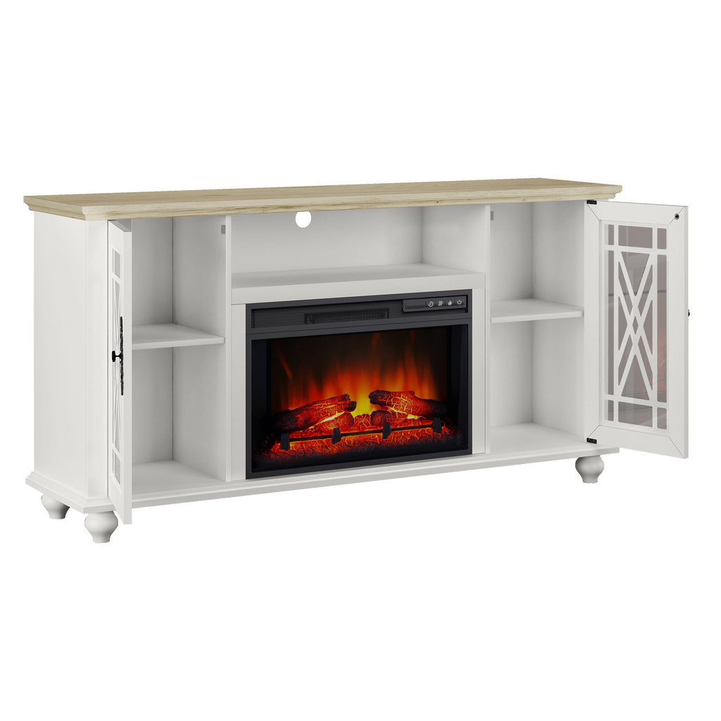 Meuble TV FESTIVO Elegant 61 avec cheminée - Vert