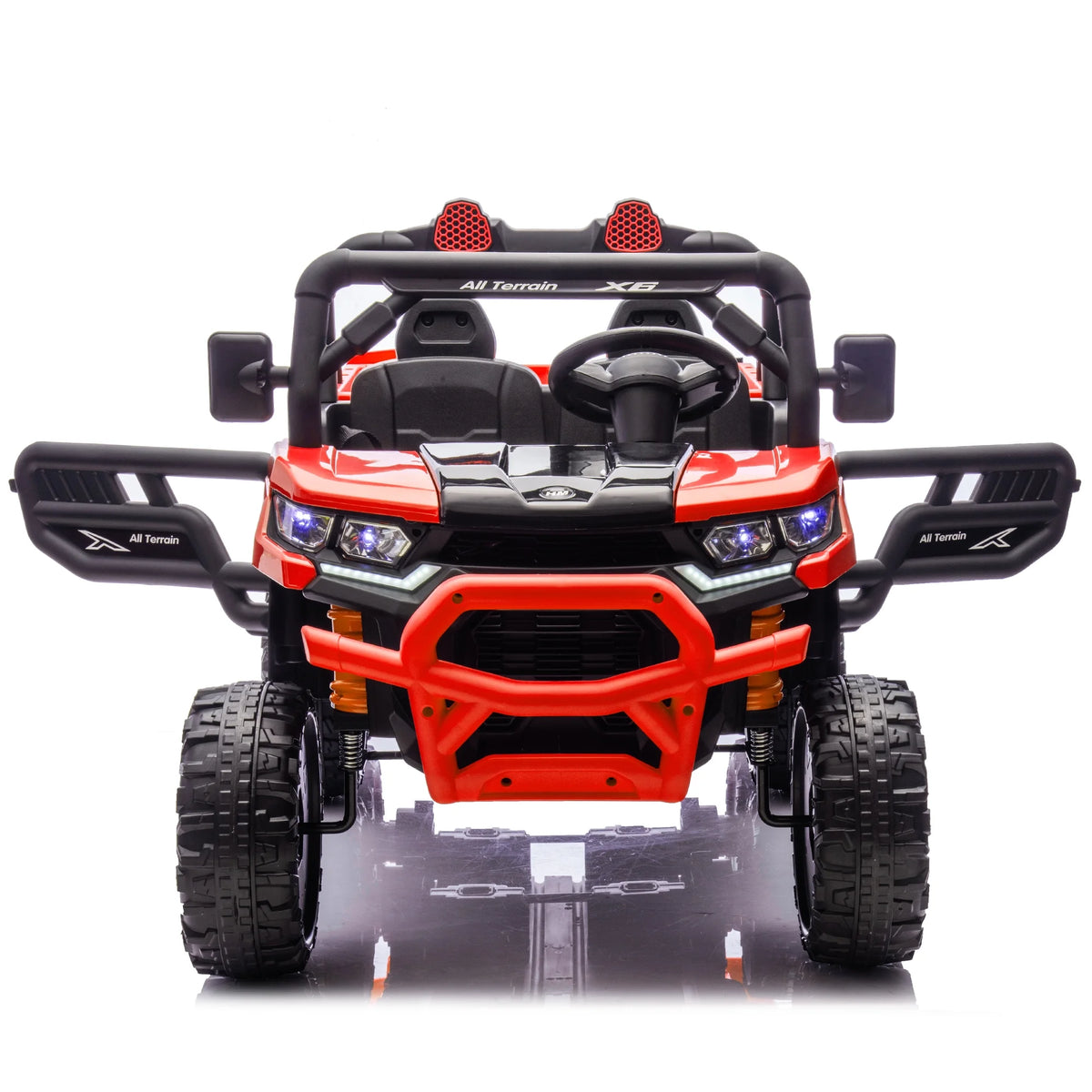 Xuanlur Voiture électrique pour enfants 24V 2 places, UTV avec moteur 2x200W, Jouet électrique 24 volts avec benne/pelle, Voiture électrique pour enfants avec pneus résistants, lumière LED, musique, télécommande, noire