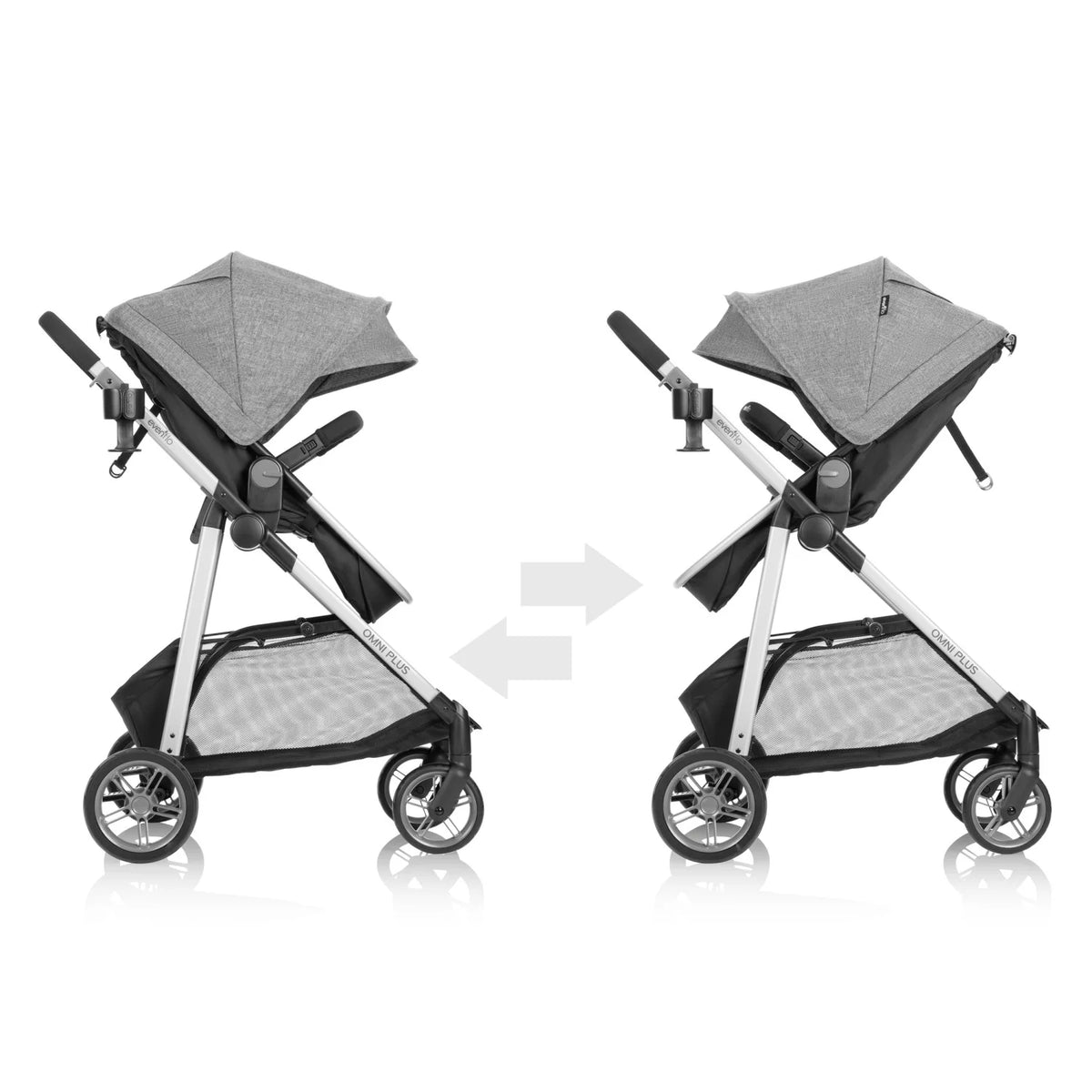 Système de voyage modulaire Evenflo Omni Plus avec siège auto pour bébé LiteMax Sport, gris Mylar, unisexe