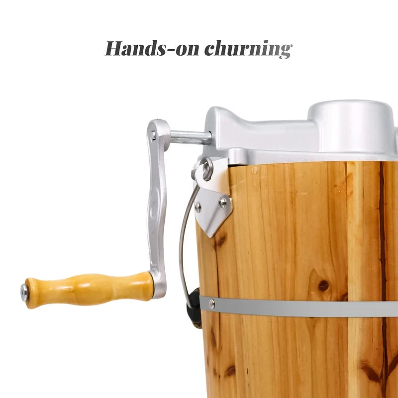 Elite Cuisine EIM569  Sorbetière électrique/manuelle Old Fashioned en pin de 6 pintes