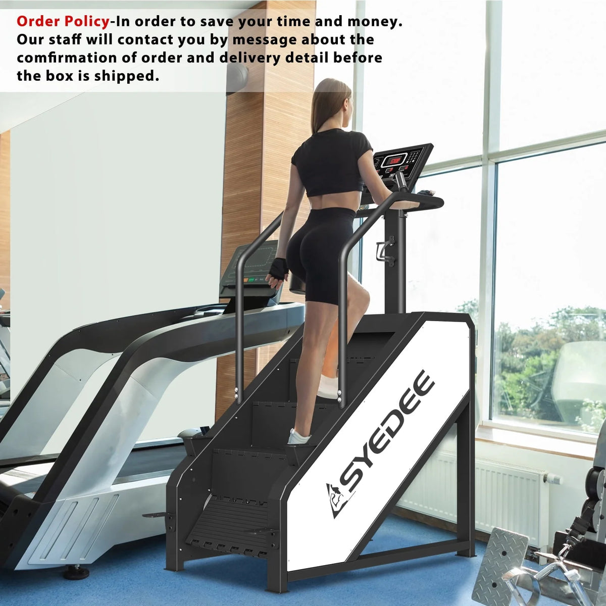 Stairmaster, simulateur d'escalier syedee avec écran LED, appareil de fitness StepMill avec 12 programmes d'entraînement, machine à marches 200 kg, 24-164 marches/minute (blanc)