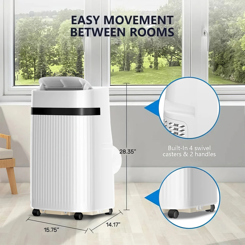 Climatiseur portable Auseo 8 000 BTU ASHRAE, pour des espaces allant jusqu’à 32,5 m², 3-en-1 avec déshumidificateur, ventilateur et mode sommeil, télécommande et minuterie 24 heures