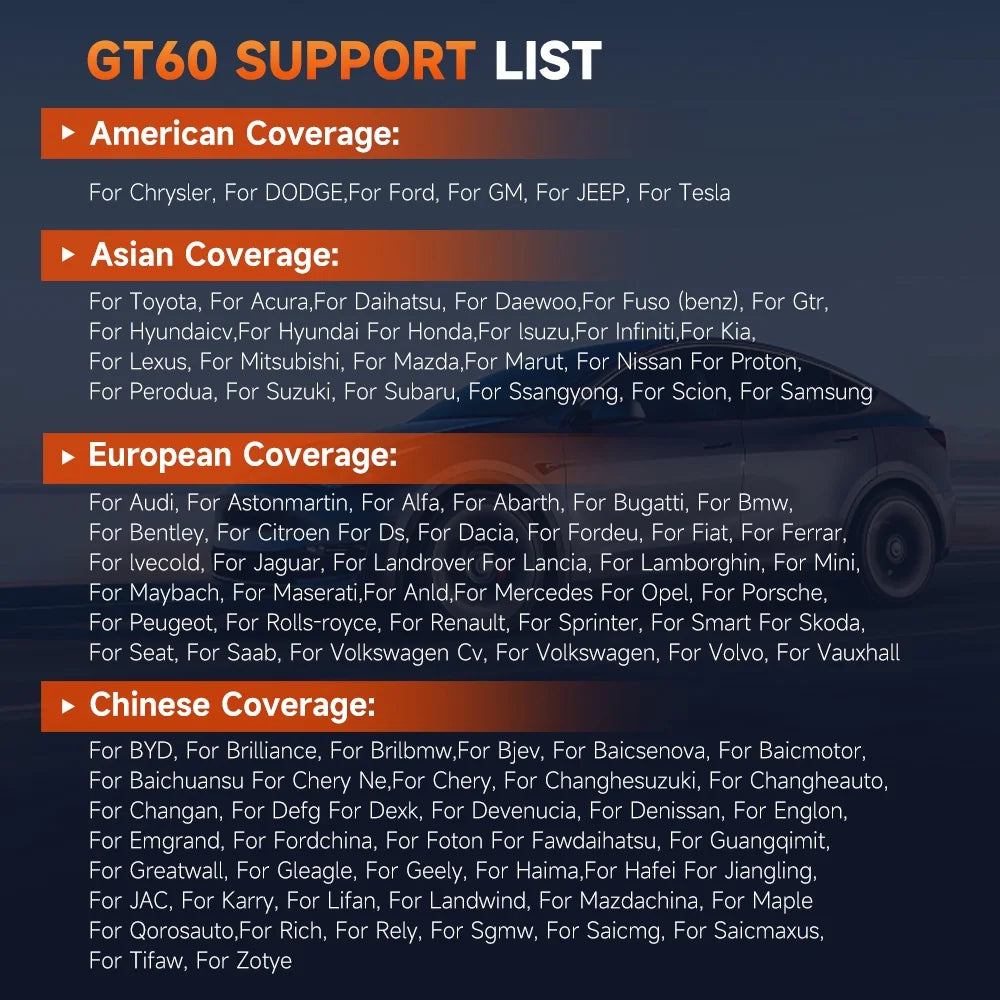 Scanner OBD2 Bluetooth Foxwell GT60, outil de diagnostic automobile pour tous les systèmes, 24 fonctions d’entretien, lecteur de codes défauts et outil de purge ABS