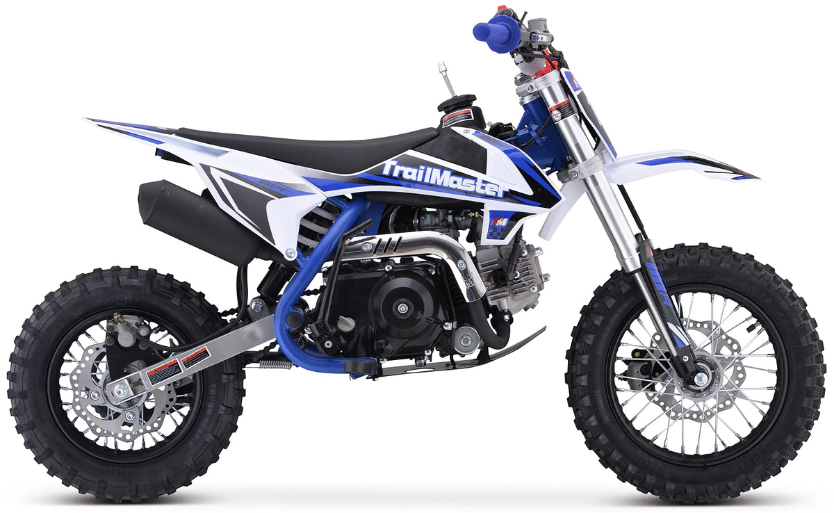 Moto tout-terrain Trailmaster TM15 110 cc semi-automatique à 4 vitesses, hauteur de selle de 24,21 pouces, freins à disque, cadre à double triangulation (rouge)