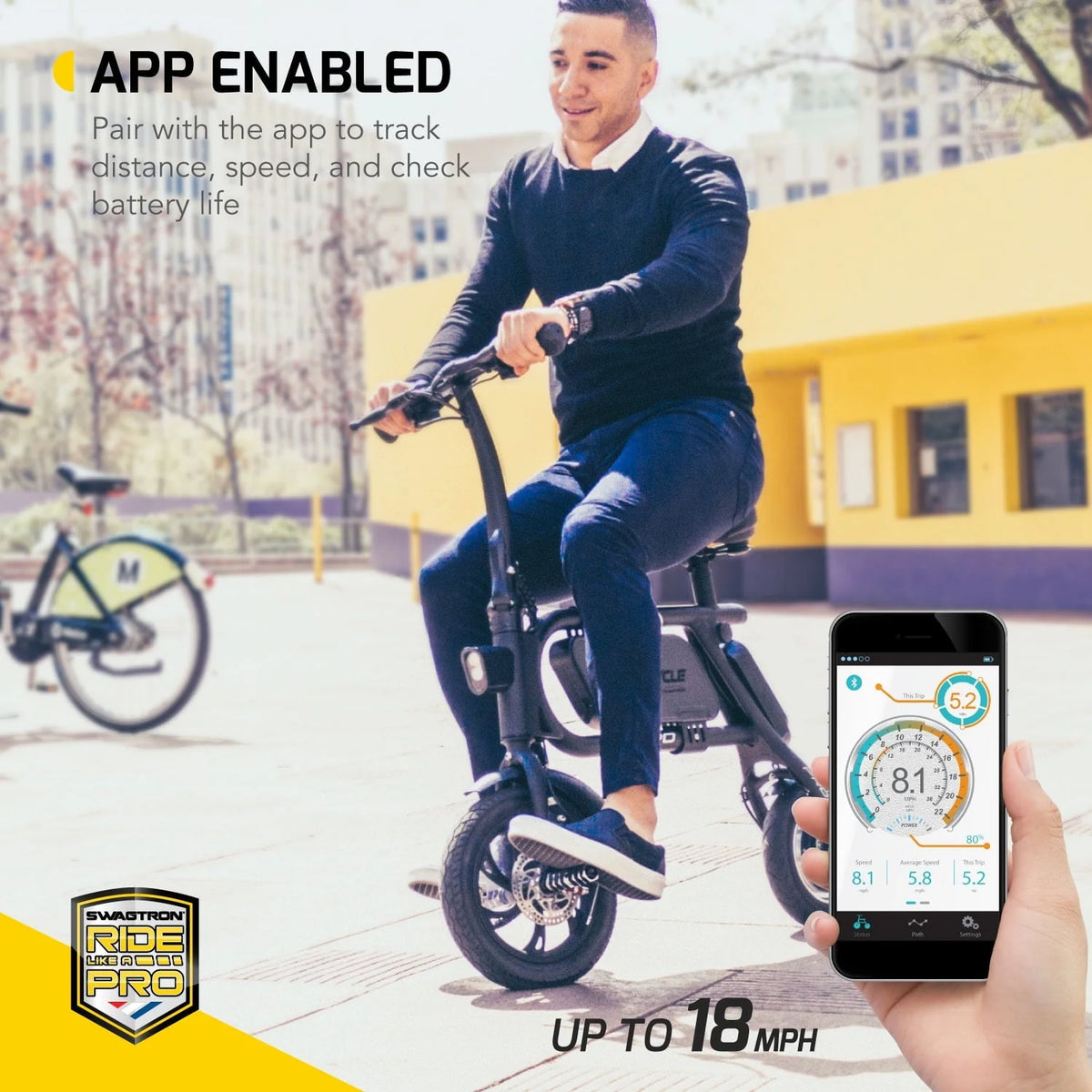 Trottinette électrique Swagtron Swag cycle Pro sans pédales pour conducteur