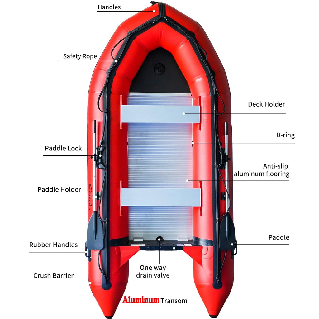 Seangles Bateau Gonflable 4 Personnes Plancher en Aluminium Tableau arrière en Aluminium Bateau de Pêche Professionnel Robuste en Eau Salée (Sa330 / 10,8ft) Approuvé USCG