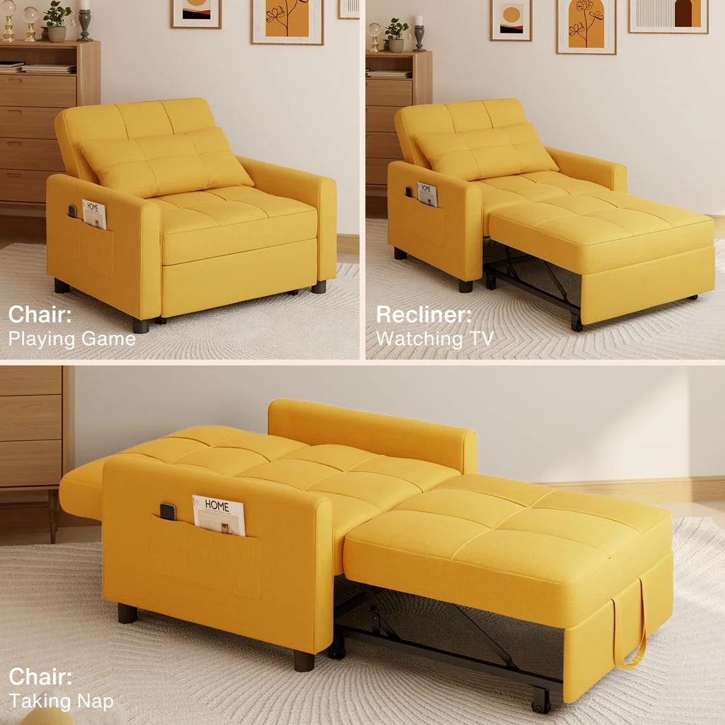 Fauteuil convertible avec couchage, canapé-lit convertible 3-en-1 Aiho avec fauteuil inclinable et couchage gigogne - Gris foncé