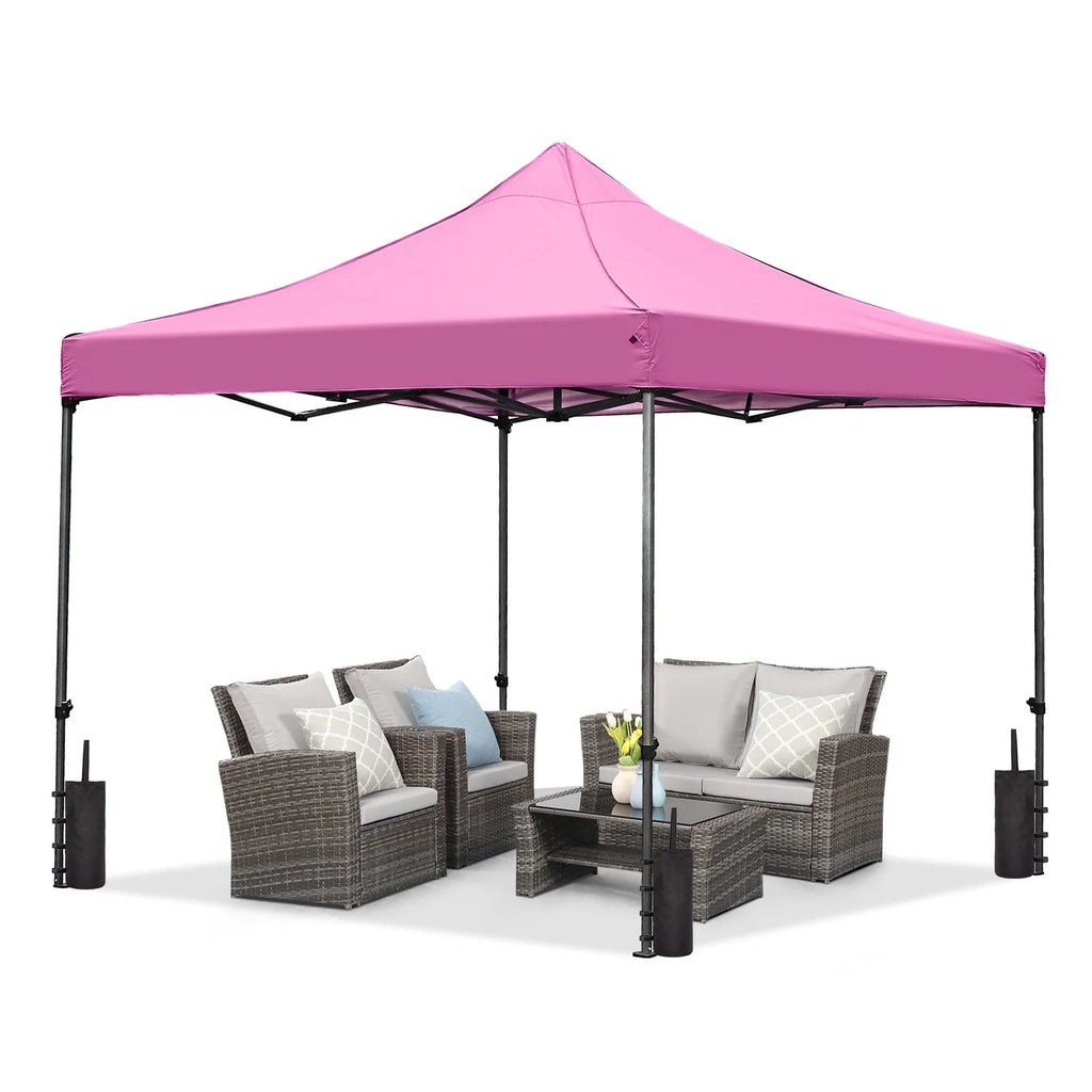 Ainfox Tente de réception pop-up robuste 10' x 10', Gazebo pliant instantané d'extérieur, Tente d'ombrage, Rose