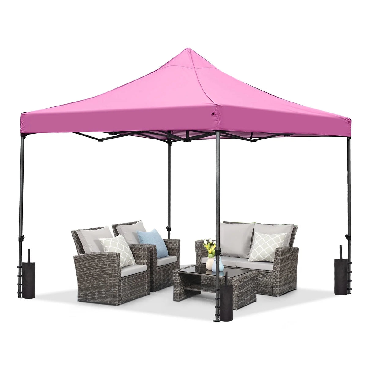 Ainfox Tente de réception pop-up robuste 10' x 10', Gazebo pliant instantané d'extérieur, Tente d'ombrage, Rose