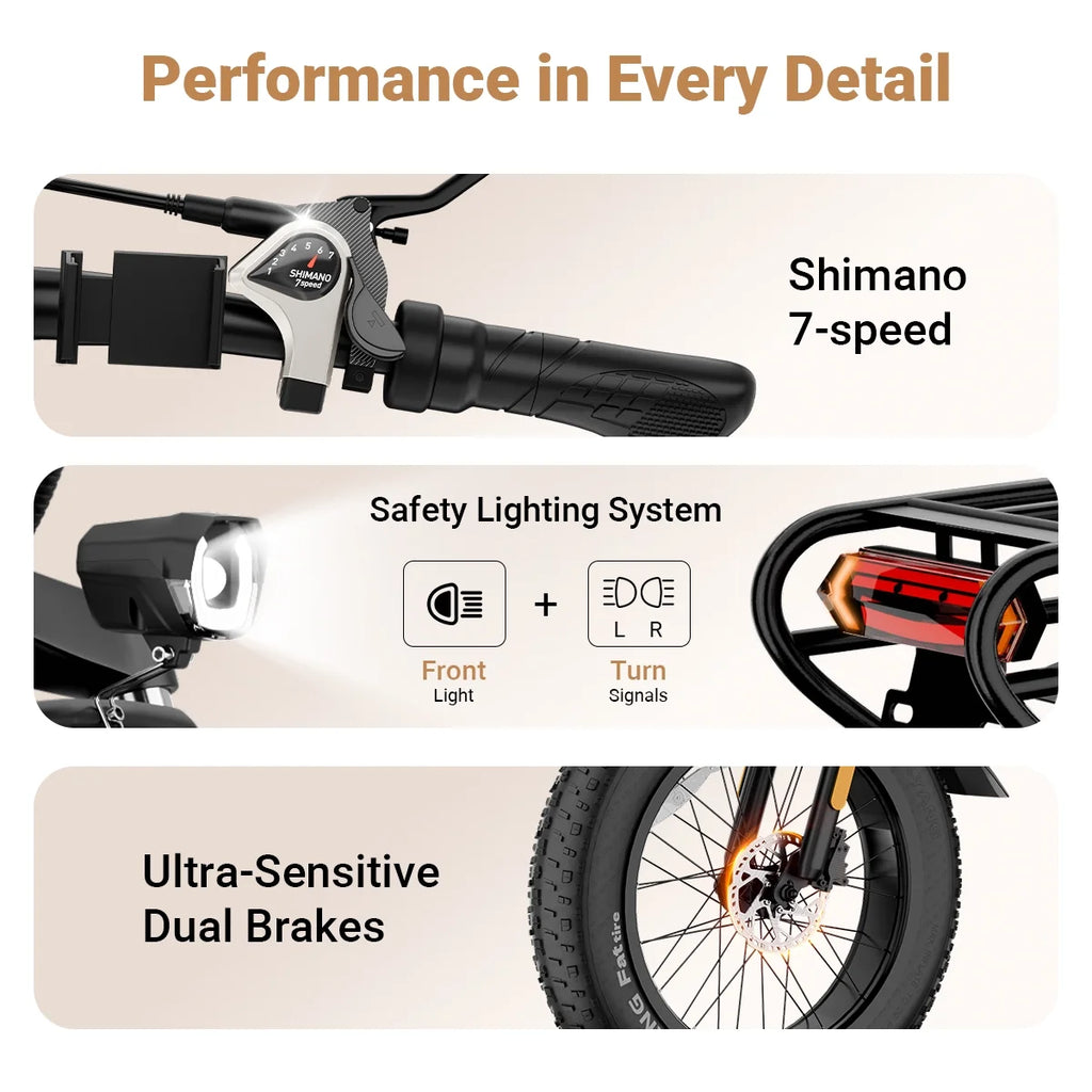 Vélo électrique pliable Luckeep X1 Lite pour adultes, moteur de 1 500 W en crête, batterie amovible de 720 Wh, autonomie de 60 mi à 28 mi/h, vélo électrique tout-terrain à pneus larges 20 × 4 avec suspension avant, vélo électrique de montagne