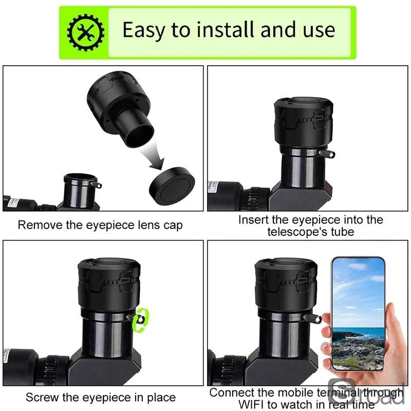 Oculaire électronique WiFi 4K HD pour télescopes, caméra astronomique 5MP avec visualisation en temps réel, pour l'observation des oiseaux, des étoiles et de la nature?,Comme indiqué
