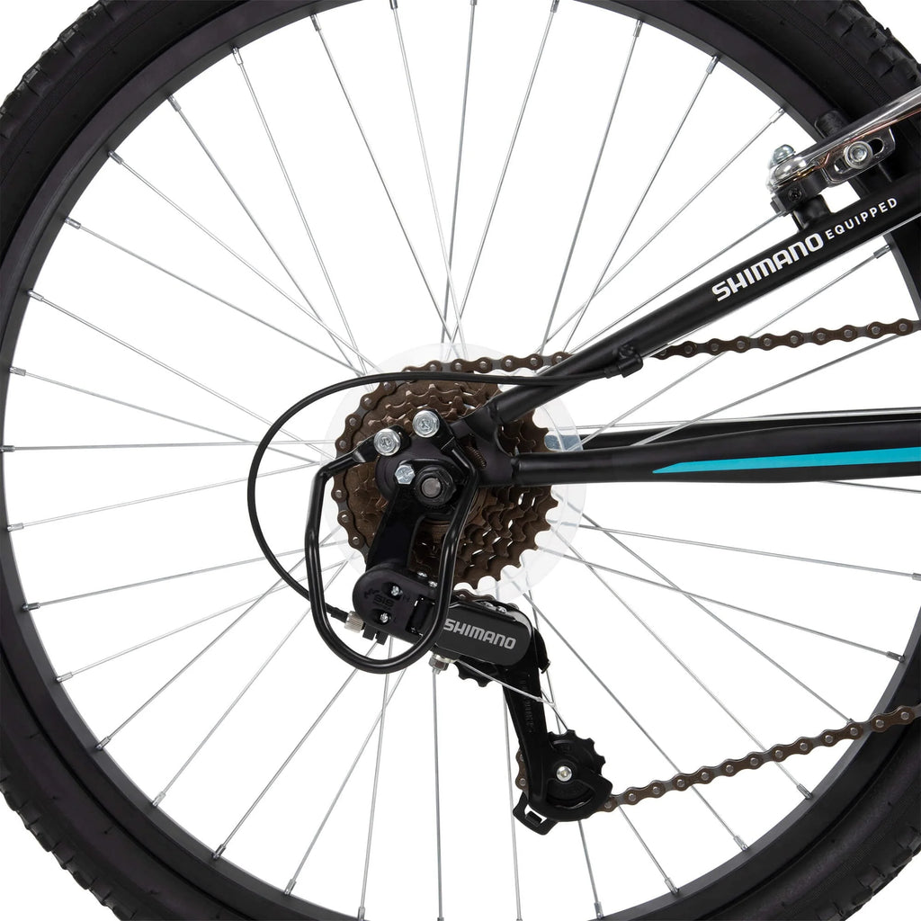 Vélos tout-terrain à suspension intégrale Huffy Trail Runner 24 pour filles, bleu sarcelle